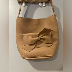 NWOT Anthropologie Miranda Convertible Faux Leather Shoulder Tote + Clutch 13x14